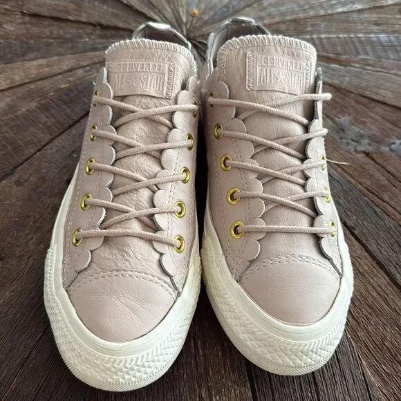 Converse Chuck Taylor All Star Low Top Scalloped Frilly Thrills Blush Sneakers - Picture 6 of 9